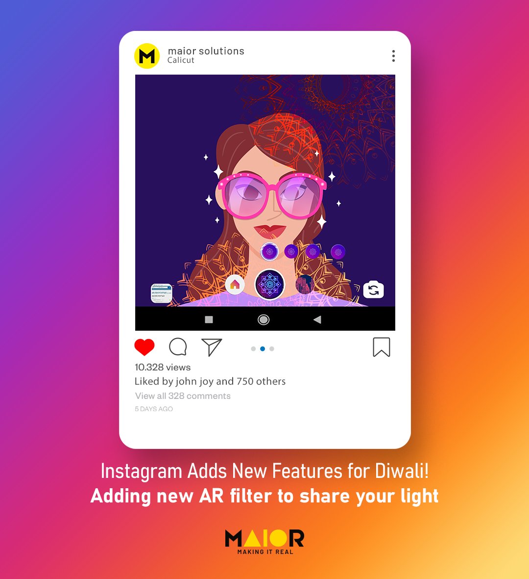 MaiorSolutions's tweet photo. Instagram rolled out new features for Diwali including AR filter and story frame . Now light up your Diwali celebrations with a dose of extra fun!
#instagramupdates2020 #socialmediaupdates #latestmarketingtrends #maiorsolutions #instagramdiwali https://t.co/V21OpN7pm6