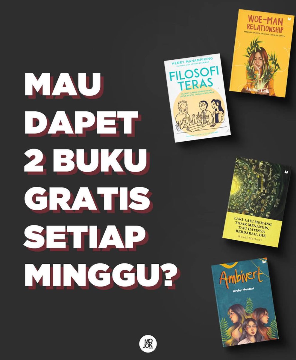 mojokstore's tweet photo. Kita persembahnyaaaa...
🎁🎁 WEEKLY GIFT 🎁🎁
Silakan cek akunt Ingstageram Mojokstore yaw
😄👍🏻👍🏻👍🏻
#gratisbuku #bukugratis #weeklygift #giveawaybuku https://t.co/sjNhw2FQZg