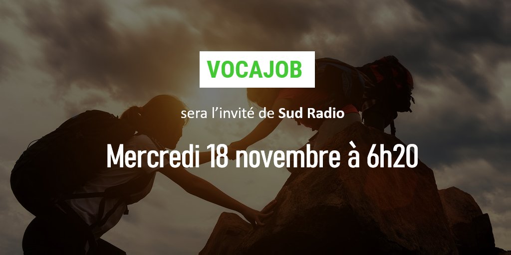 Vocajob's tweet photo. Grâce à Mission Emploi Drancy, Vocajob sera l'invité de @SudRadio, mercredi prochain, pour parler #emploi et #orientation https://t.co/itaiID3z7t