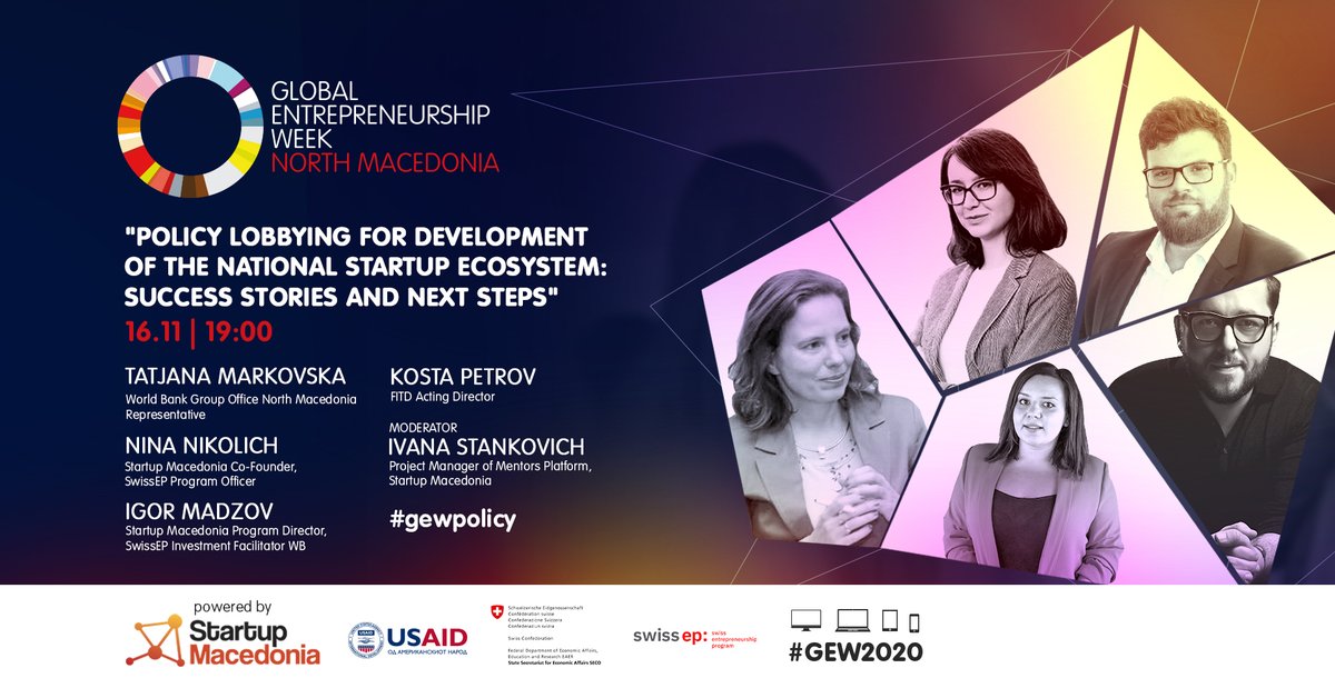 GEW_N_Macedonia's tweet photo. Startup Macedonia will share the success stories of lobbying for amendment of laws and open the floor for discussion what could be the next steps that ecosystem stakeholders might be considering. #GEW2020 #GEWpolicy https://t.co/h6oE6fuVJW