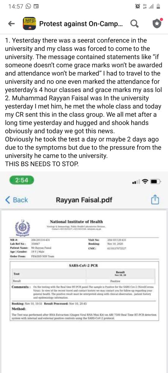 Taimur88102314's tweet photo. There are also reported cases at Bahria University,  Islamabad campus as of today with evidence.
#Nooncampusexams #bahriauniversity 
@dcislamabad https://t.co/6gPkRBhOuL