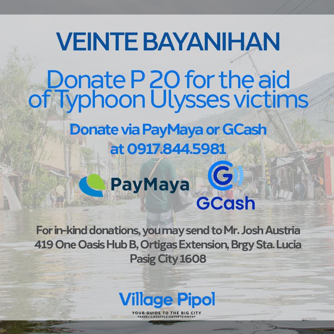 villagepipol's tweet image. For less than a dollar, help us aid thousands of displaced families in the Philippines due to Typhoon Ulysses. Your 20 Pesos will go to our Veinte Bayanihan Fund and immediately aid these families.

#VillagePipolCares #VeinteBayanihan