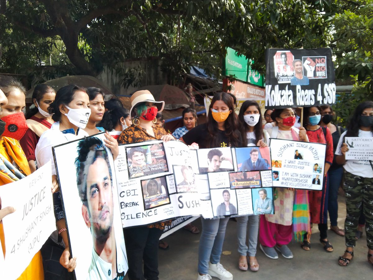 iRaviTiwari's tweet photo. Once Again Today , kolkata SSRians Raise Voice at Nandan. 

@republic
#JusticeForSushantSinghRajp https://t.co/40WQvA9MiM