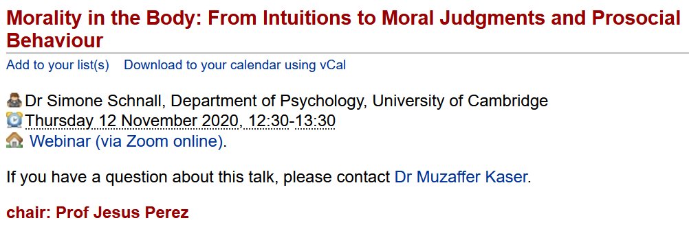 My talk on Morality is coming up today, 12:30-13:30, via Cambridge Psychiatry Department. Join us! @psychiatry_ucam @CambPsych