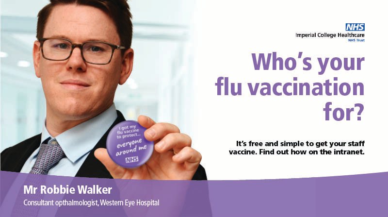 ImperialPeople's tweet photo. Who's your flu vaccination for?
It's free and simple to get your staff vaccine β book via the intranet.
Once you're done - share on social who you've had yours for with the hashtags! #ForMyPatients #ForMyFriends #ForMyColleagues #ForMyFamily
#ImperialFluVaccine https://t.co/olXYgN1Bt7