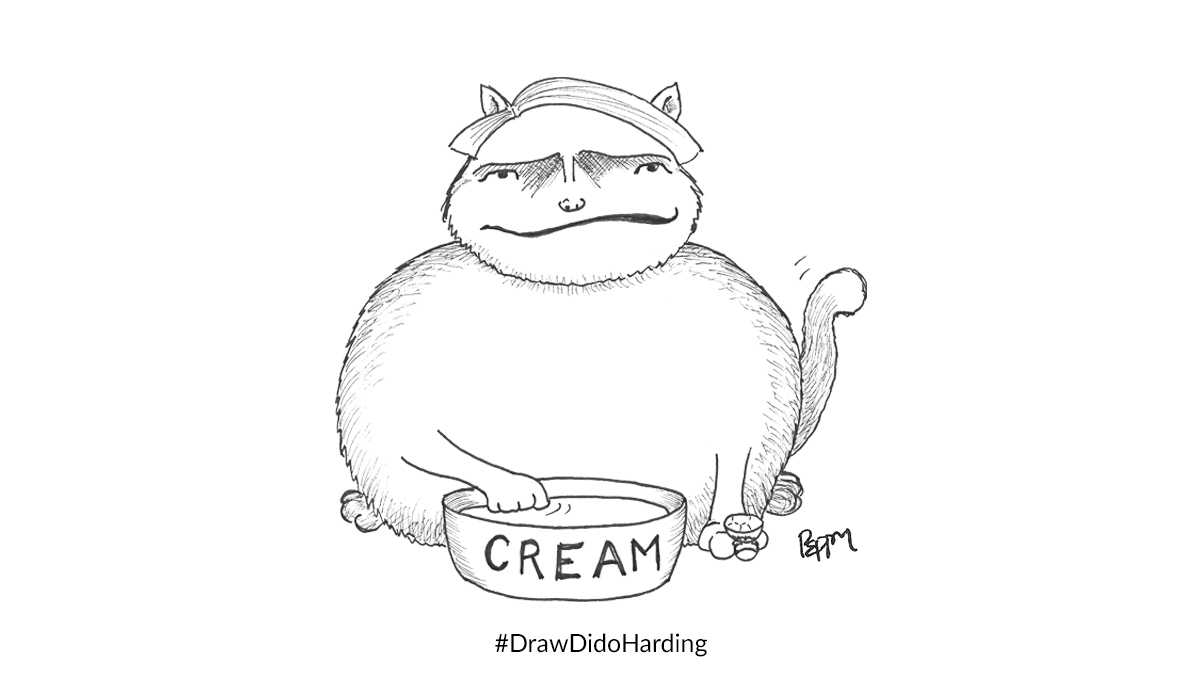 PeppyScott's tweet photo. Busy with a deadline so missed the deadline for the #DrawDidoHarding competition. I look forward to seeing who @MartinRowson awards the contract - sorry, prize - to https://t.co/pSHyJES0Wm