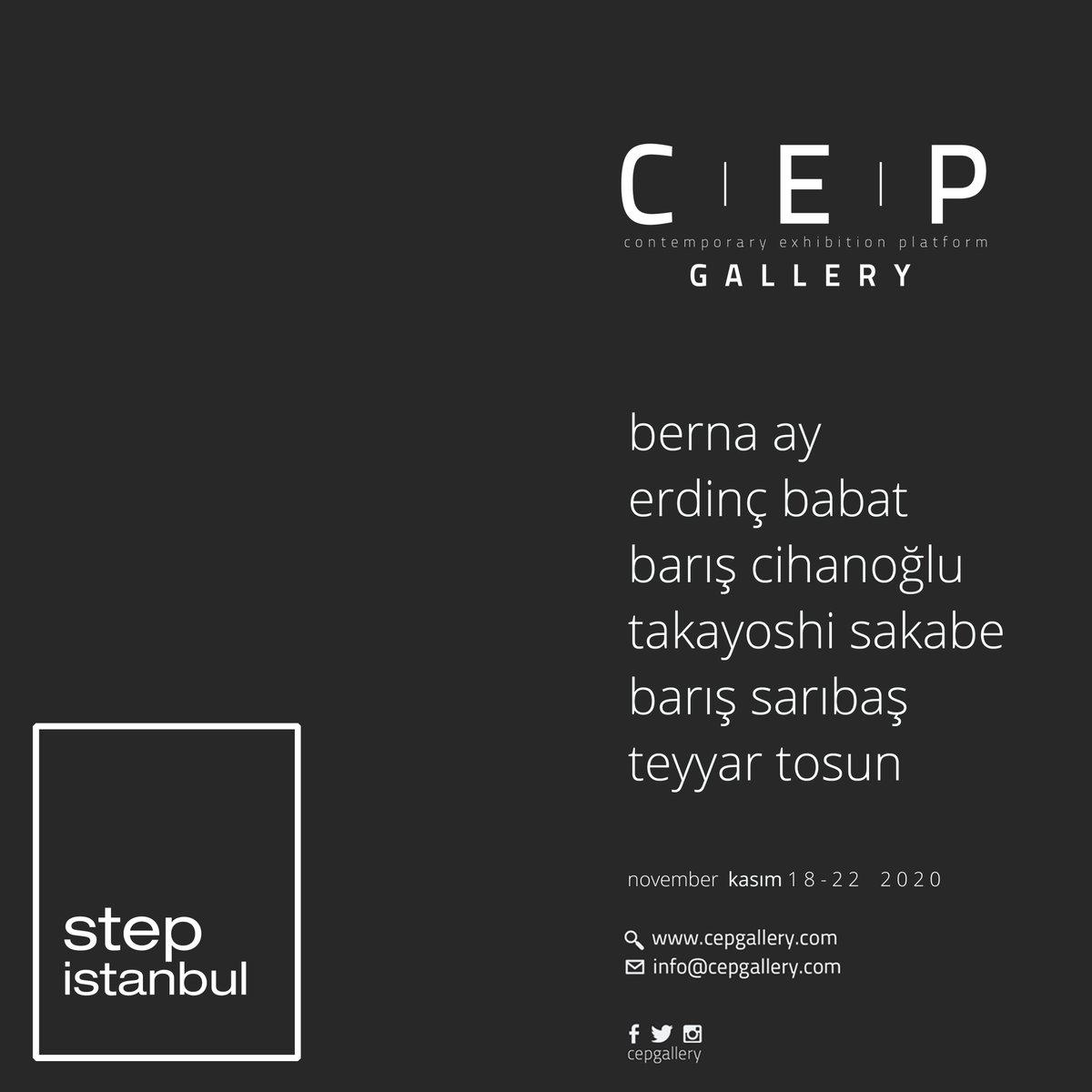 cepgallery's tweet image. Cep Gallery at Step İstanbul. November // Kasım 18 - 22

#artists : berna ay erdinç babat barış cihanoğlu takayoshi sakabe barış sarıbaş teyyar tosun

#stepistanbul #tomtomdesignhood #sanataadımat #art #taksim360
#contemporary #cepgallery @cepgallery #exhibition #artfair