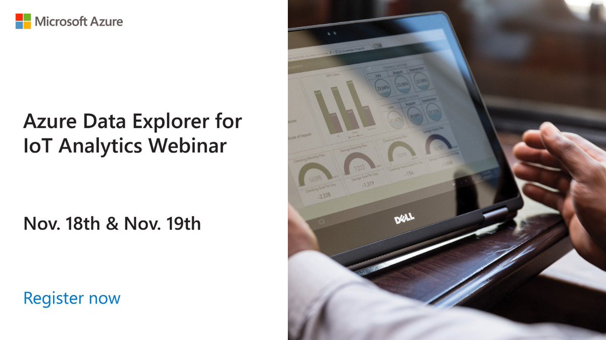 AzDataExplorer's tweet photo. Join us for the #AzureDataExplorer for #IoT analytics webinar on 11/18 &amp; 19 to learn how Azure Data Explorer, Azure Digital Twins, and other #AzureIoT offerings can help accelerate your digital transformation journey. Register now! https://t.co/1xJtvqSw8j #MSIoT https://t.co/aBDpUupCaX