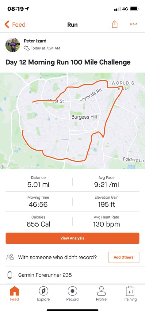 PeterIzard's tweet photo. Day 12 44.28 miles completed 55.72 to go wow so much better early morning not rushed and feel great for day ahead now nearly half way everyone #100milesinNovember @BusterTolfree @kirsten_dart @MrsEmmaHall @chrispedlar_ @mikewalts6 @JamesArtLucas @colin_gull https://t.co/8SrH7KjPxk