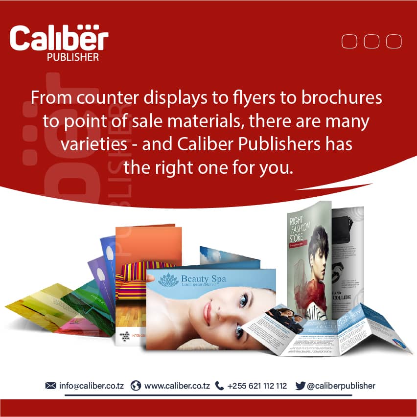 CaliberPublish's tweet photo. Je, wajua kipeperushi chaweza kuitangaza biashara yako kwa urahisi zaidi na kuwafikia wateja wengi zaidi?

Tuachie kazi ya kukudizainia na kukutengenezea vipeperushi kwa bei nafuu kabisa in Town!

We are Caliber Publishers
Contact: sales1@caliber.co.tz
&amp; 0768578065
#NipeDili https://t.co/5w404NXguO