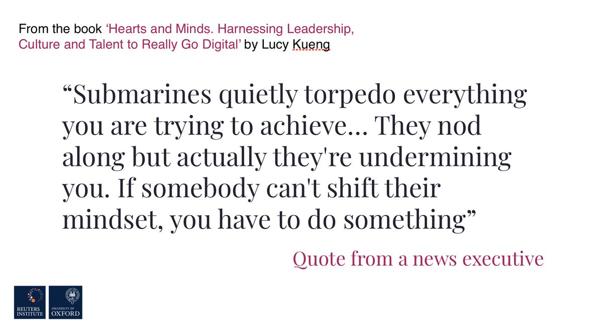 3. The calibre and cohesion of the top team is criticalThis team needs to have the right roles, the right people in those roles, and people highly aligned. When this performance is optimal, transformation is accelerated. This quote describes what happens when it isn't