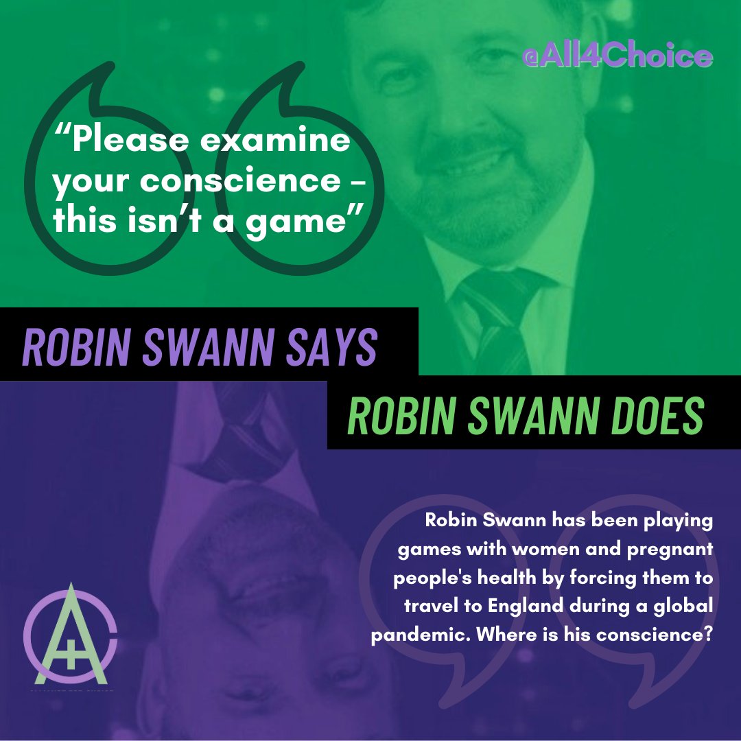 All4Choice's tweet photo. Instead of implementing the regulations & commissioning health care, @RobinSwannMoH is expecting overworked healthcare workers to provide a service out of goodwill, and dozens of people to travel to England for abortion care-during a pandemic. #NotJustOnPaper #CareAtHome #COVID19 https://t.co/tttACI6nYf