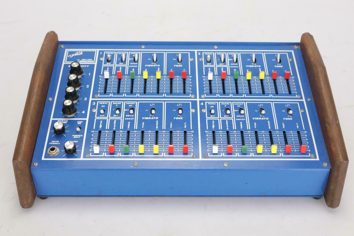Decksaver's tweet photo. TBT - The Pollard Syndrum, 1976

The Pollard Syndrum is the first commercially available electronic drum, invented by Joe Pollard and Mark Barton in 1976. There were 3 major types: The Syndrum 1, the Syndrum TwinDrum, and the Syndrum Quad.

#POLLARDSYNDRUM #SYNDRUM #DRUMMACHINE https://t.co/bxqtYN1Vfb