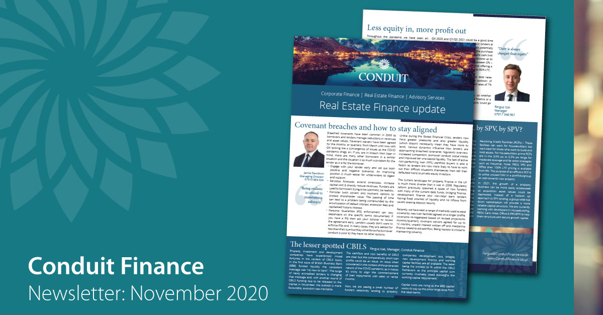 📰REAL ESTATE FINANCE UPDATE: Nov20
Download your copy here: bit.ly/2Ibfkdj
For more information on any of the topics featured, contact jamie@conduitfinance.com 
#CBILS #CorporateFinance #SPV #HighGear #RCF #CovenantBreaches #Entrepeneurs #Investors #Funding #Finance