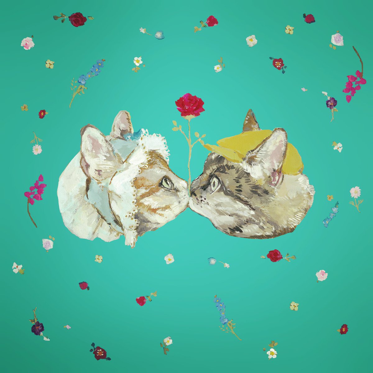 gizelleheart's tweet photo. 【KISSをしたら薔薇の花が咲いたよ🌹】
#mugikome
#kisscat https://t.co/wEGJZOL0E7