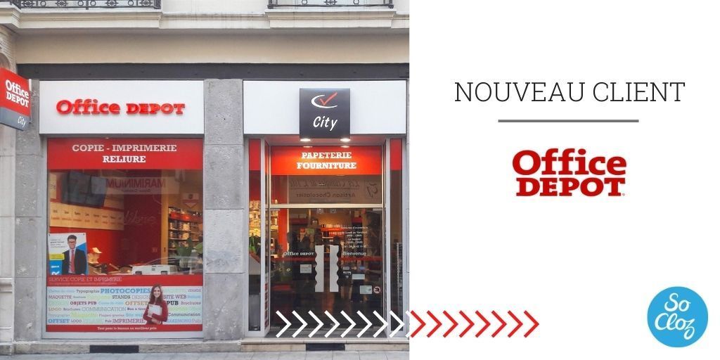 [#NEWS] 
Nouveau Client : Office DEPOT. Élue Meilleure Chaîne de Magasins 2020-2021, Catégorie Papeterie et Fournitures de Bureau. L'enseigne a choisi la plateforme SoCloz pour accompagner sa transformation digitale. Félicitations et merci de votre confiance ! #Omnicanal #Digital