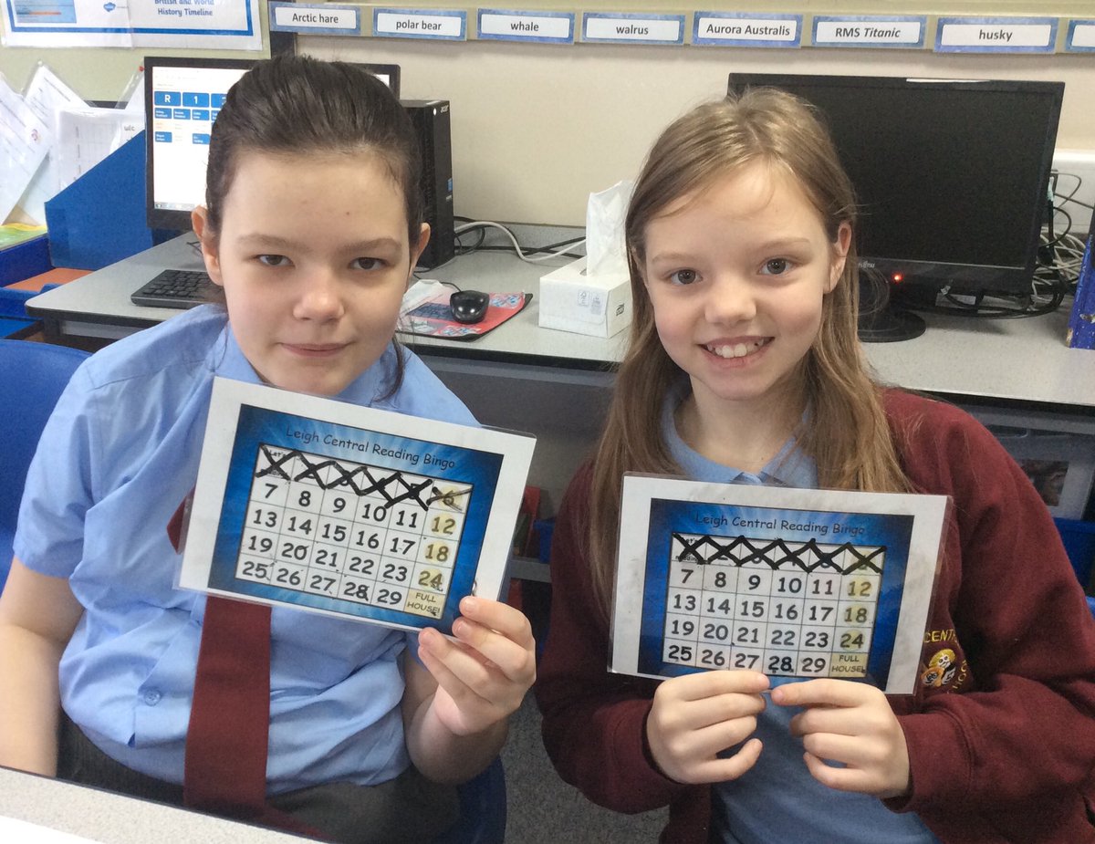 More lines filled on our reading bingo cards this morning in Year 6! Well done Iza and Ria ☺️ ⁦<a href="/MrsMellingLCP/">The Hive @ LCPS</a>⁩ ⁦@MissMcDonaldLCP⁩ ⁦<a href="/leighcentralps/">Leigh Central</a>⁩