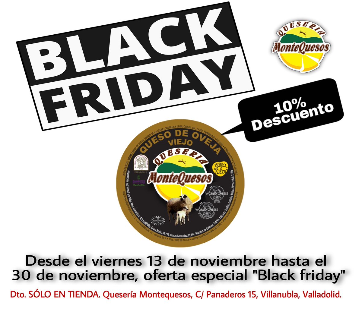 #blackfriday #descuentos #quesodeoveja #granreserva #quesoviejodeoveja #quesoañejo #soloentienda #conquesosabemejor #compraenelpequeñocomercio #compralocal #ayudalpequeñocomercio