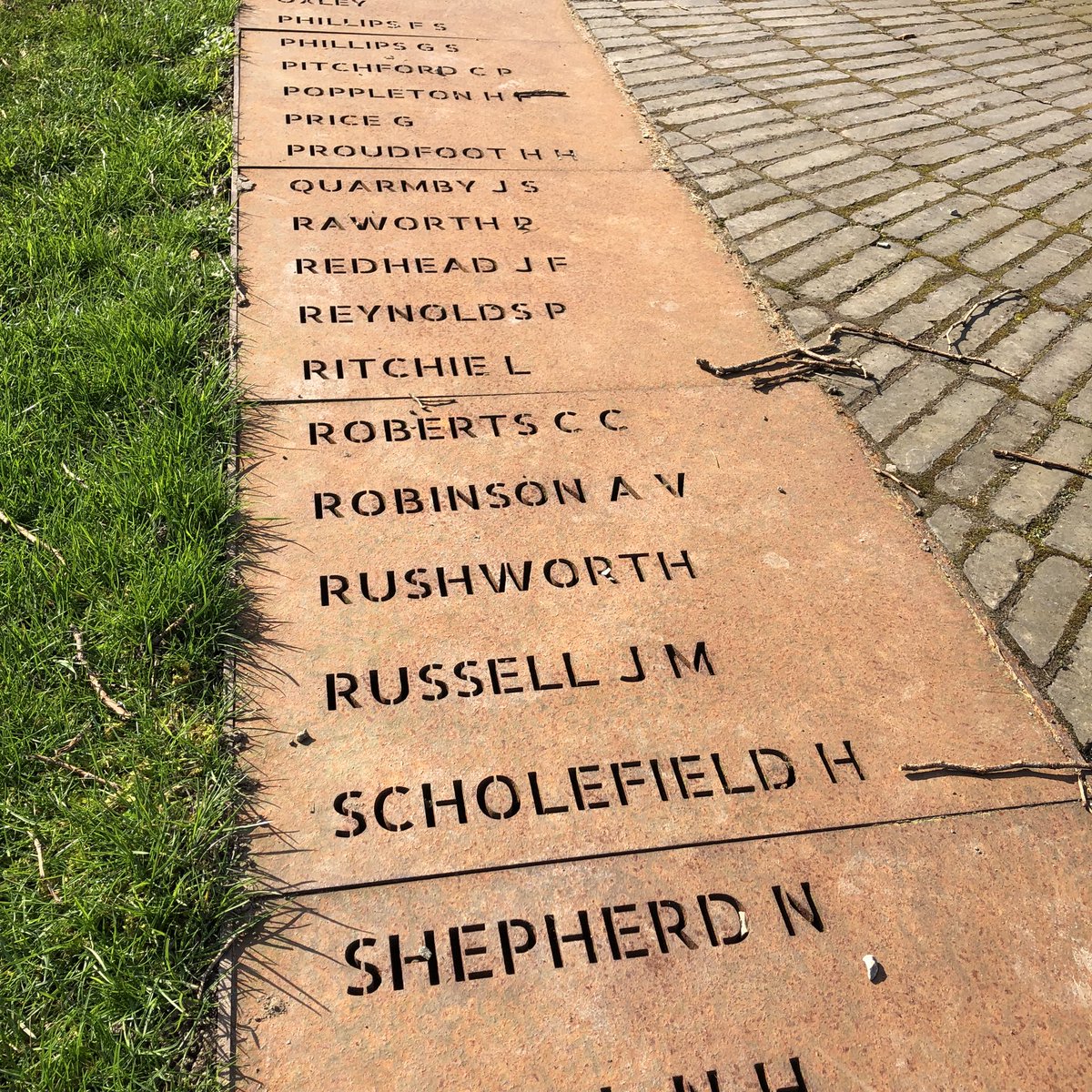Inequality of funds and commemoration also existed. Here Ashville College’s Memorial Hall and Cenotaph. The addition of the brown stones is really lovely in the sunlight.