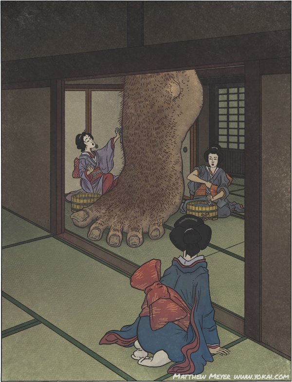 The ashiarai yashiki was a strange Japanese phenomenon where a giant hairy foot crashed through the roof of a manor house demanding to be washed. If it wasn't obeyed it would smash up the house.
#FolkloreThursday #yokai #JapaneseFolklore
Art by @matthewmeyerart