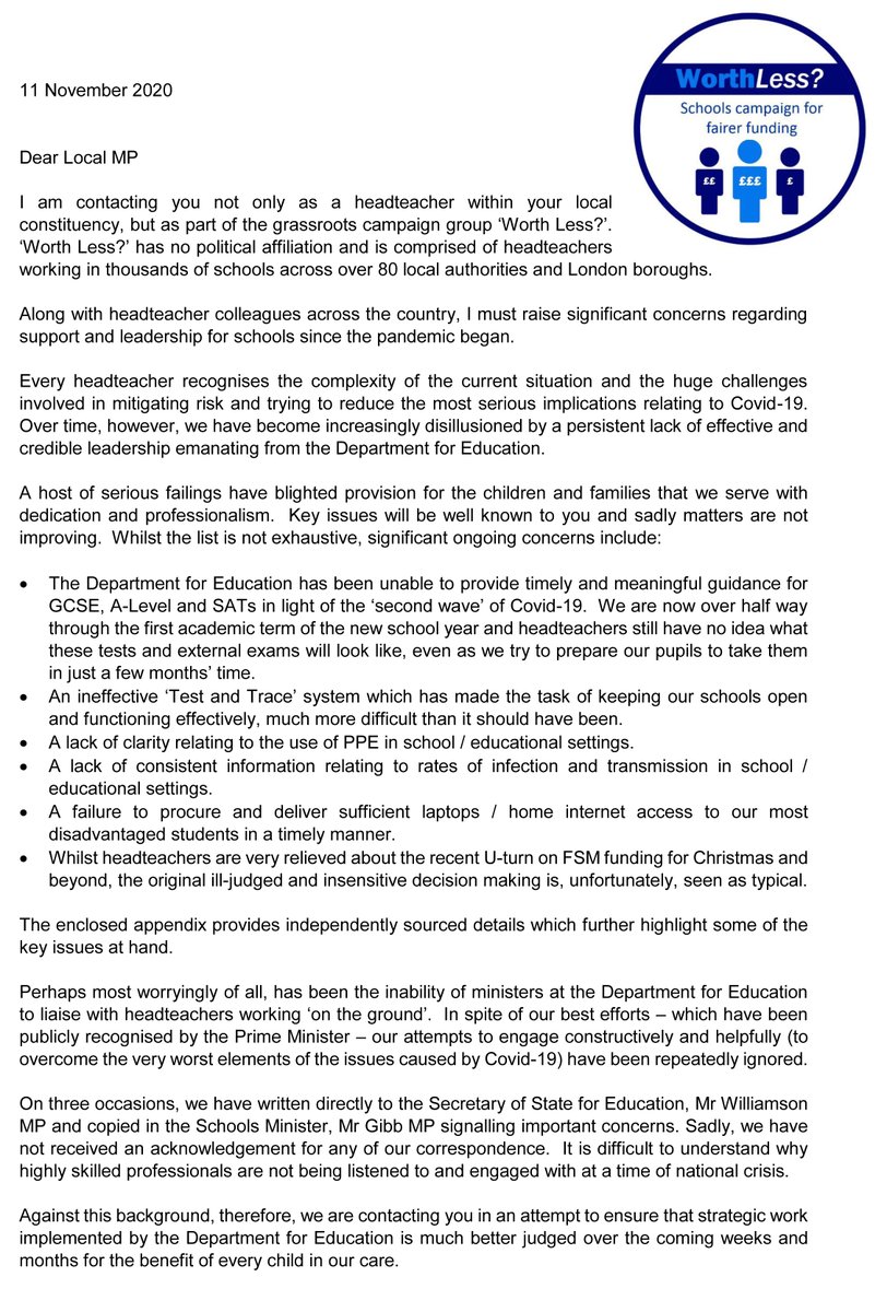 WorthLessFF's tweet photo. Headteachers across England are making their feelings known to their local representatives... https://t.co/5BnDP1LTKV