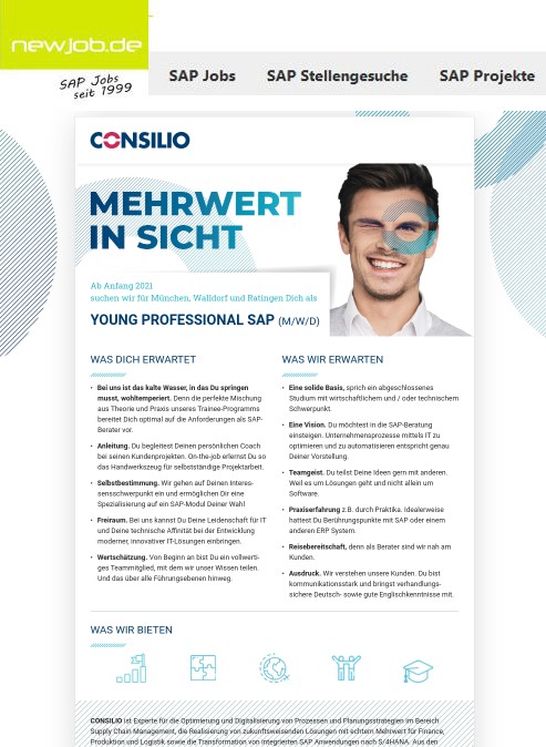 Newjob On Twitter Young Professional Sap M W D In Aschheim Ratingen Walldorf Gesucht Von Consilio Gmbh Jetzt Stellenanzeige Ansehen Https T Co Bmxnw7brwp Sap Jobs Stellenangebot Https T Co Kg2fczxvbj