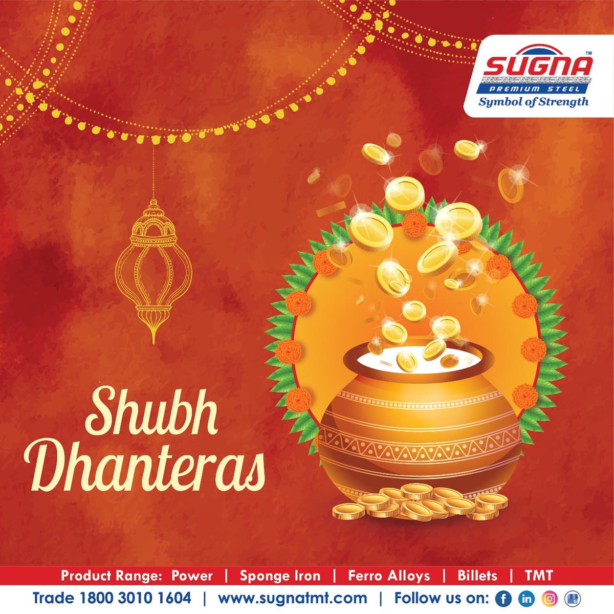 Happy Dhanteras to all from sugna metals.
#Sugunatmt #happynavratri #Navratri
#sugnaturbofe550 #sugnafe500 #sugnametals #besttmtinhyderabad #tmtmanufacturer #Power
#Spongeiron #Billets #TMT
#ferroalloysplant https://t.co/EE8Ojw2ACI
