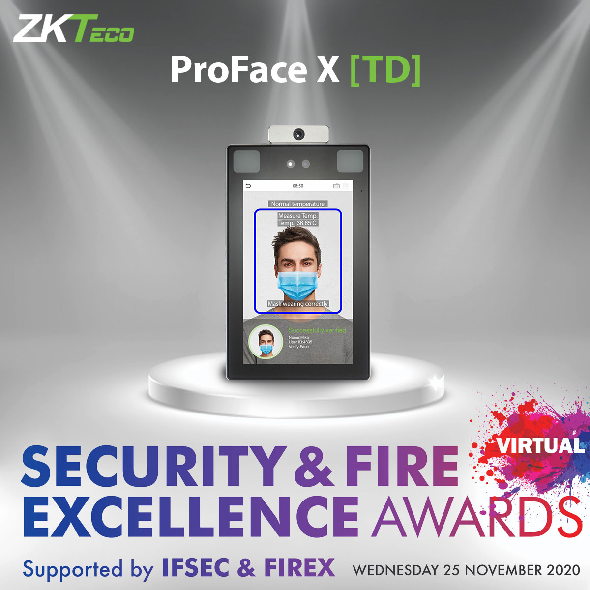 ZKTeco_Europe's tweet photo. We're delighted to announce that we're finalists in the @SecurityXAwards in the #Security Hardware Product Innovation of the Year category! The awards will be held on 25th Nov. 2020, supported by @IFSEC and @FIREX
Good luck to all participants! https://t.co/MPFg8Nvnku #SFXA20 https://t.co/FSZZ6dWn9O
