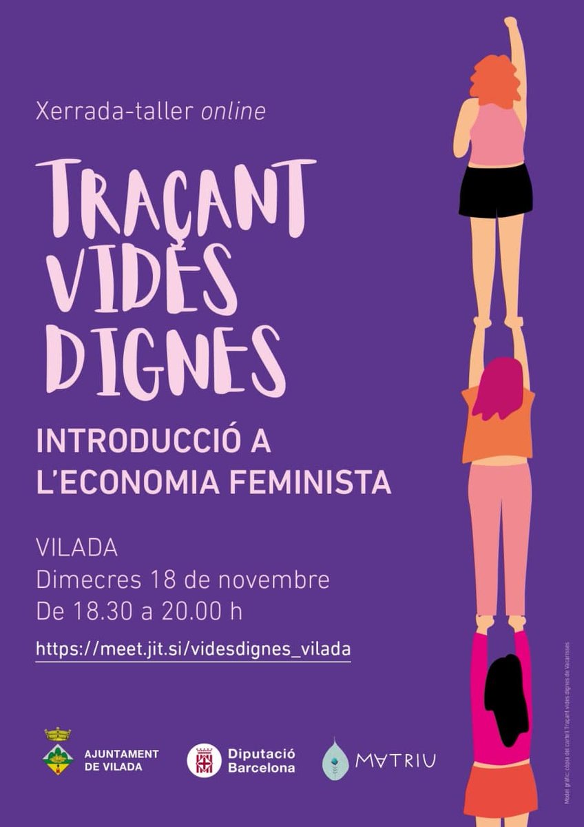 matriu_'s tweet photo. Taller-xerrada: "Traçant Vides Dignes. Introducció a l'Economia Feminista"

🗓️Dimecres 19 de novembre
⌚️18:30
📍https://t.co/DPOSl8jcsO https://t.co/oIPUAp3DPL