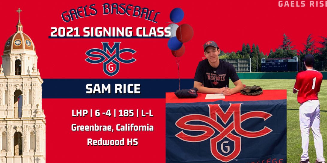 SMC_Baseball's tweet photo. Signed! Sam Rice from Redwood High School in Larkspur, CA. A top rated arm in Northern Califoria that has a fastball that’s already in the low 90’s. Welcome to the @smcgaels family Sam!

@samuel_rice51 | #GaelsRise https://t.co/vTDbOMfmPM