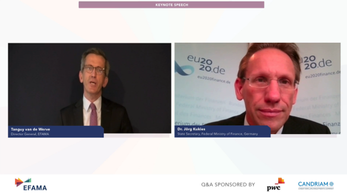 During the first keynote speech <a href="/joergkukies/">Jörg Kukies</a> highlights that the #CMU is a priority for the German Presidency. As part of that priority his dream is that the #PEPP will become a global standard for pension products. 
#IMF2020