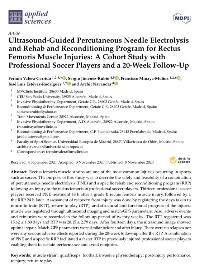 ElectrolisisP's tweet photo. 🔥 NUEVA PUBLICACIÓN 📄sobre l técnica #electrolisispercutanea en #lesionmuscular #muscleinjury en el músculo recto femoral en deportistas ⚽️ 

✅ Estructura ➕función #laclave para acelerar el #RTT y #RTP 

FREE FULL TEXT 👇
https://t.co/NkEdWyrE3H https://t.co/XvVXjMyuRI