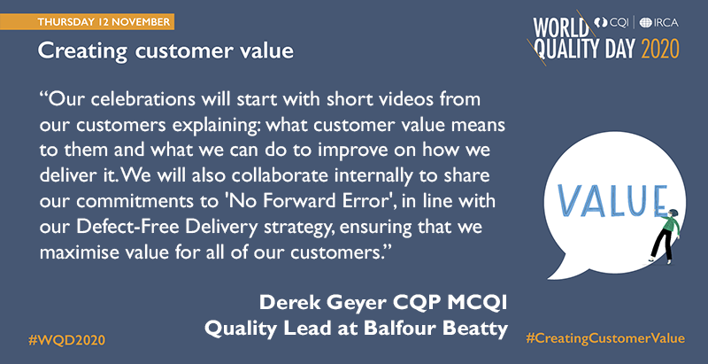 Qualityworld's tweet photo. Happy World Quality Day! #WQD2020 🎉
We love hearing how you're celebrating #creatingcustomervalue today.
Thank you @balfourbeatty for sharing your plans with us! https://t.co/R3FCvbq0G1