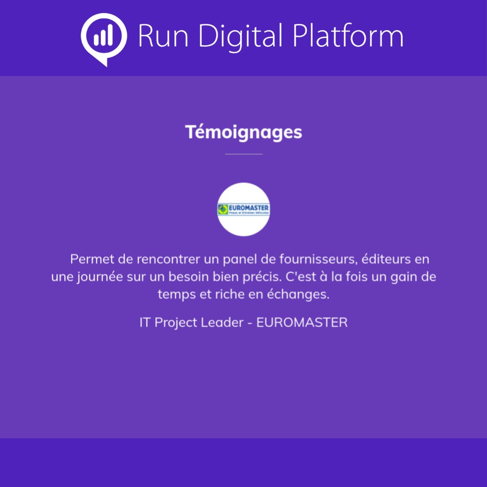 RD_evenement's tweet image. [#RunDigitalPlatform] 💬 Découvrez les témoignages des participants aux précédentes éditions de @RDP_evenement , testez vous-aussi la formule @PremiumContact !
run-digital-platform.com/Lyon/default.a…