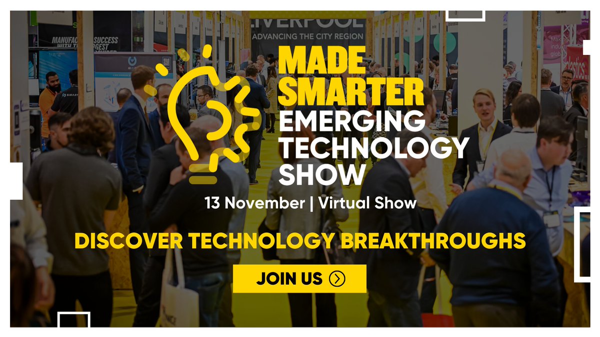 TheManufacturer's tweet image. BRAND NEW LIVE SHOW | 13 NOVEMBER 2020 (tomorrow)

The Made Smarter Emerging Technology Show is an outstanding showcase of all the new and developing technologies that will change the landscape of manufacturing over the next 5-10 years. 

#DigiMfgWeek #EmergingTechShow