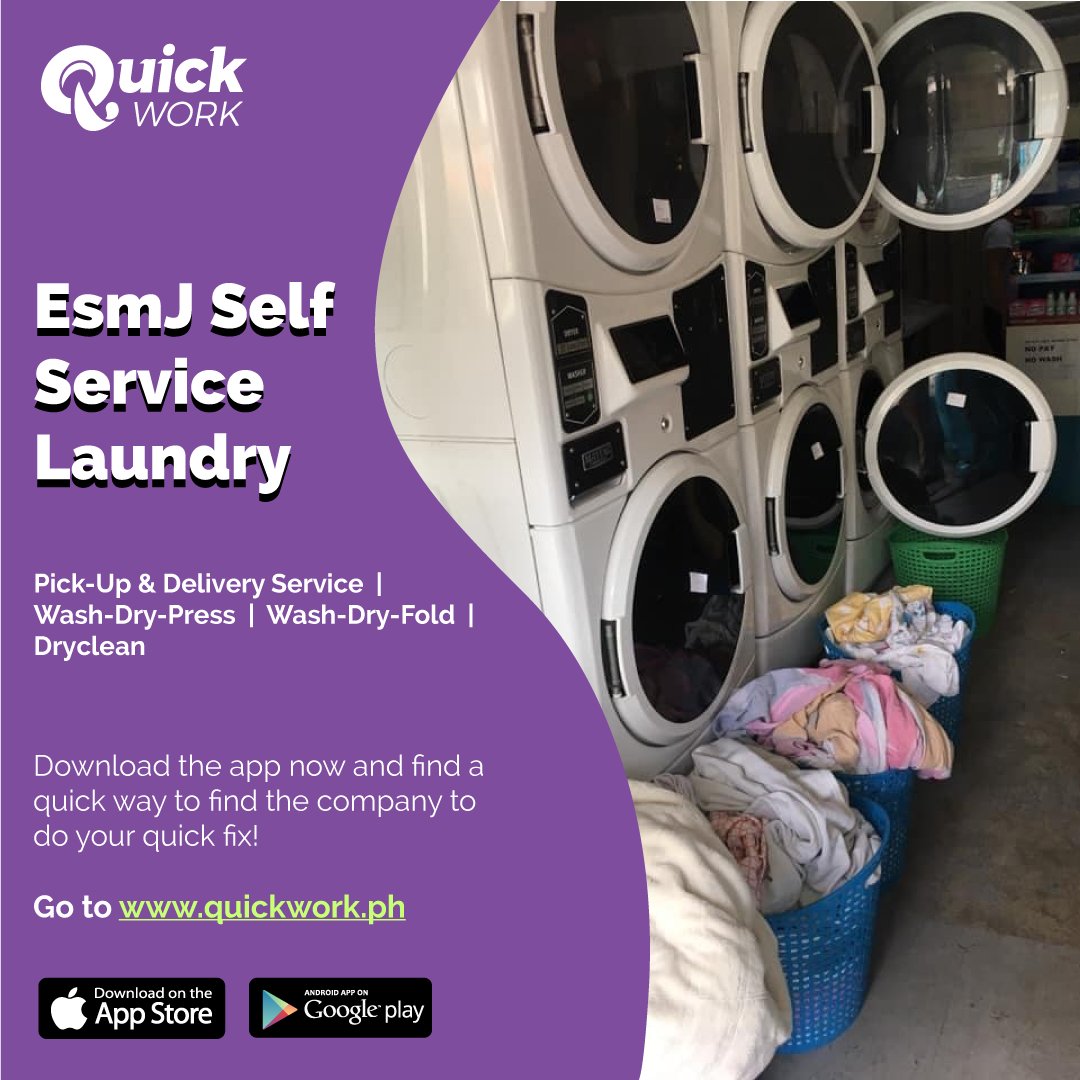QuickWorkph's tweet image. EsmJ Self Service Laundry for pick up and delivery is readily available to be booked via the QUICKWORK APP!

DOWNLOAD THE APP NOW!
bit.ly/30q3rWE