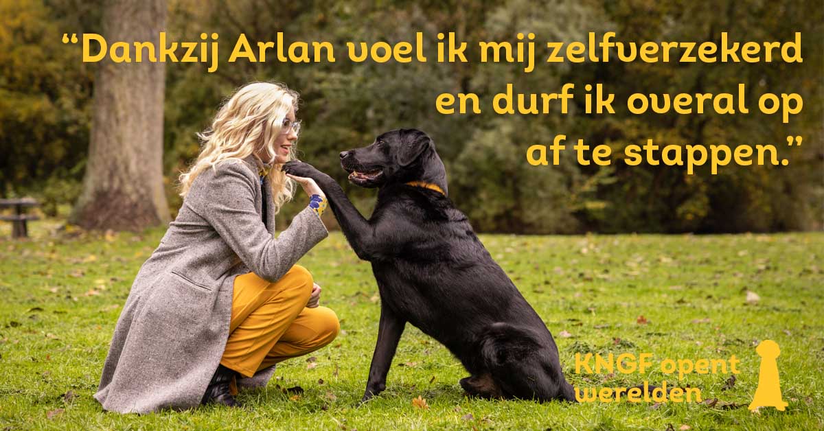 Sylvana leeft al 4 jaar onafscheidelijk met blindengeleidehond Arlan. Hij maakt haar wereld steeds een beetje groter. Ze gaan samen overal naartoe, een hele verandering na jaren behoedzaam zijn. Lees het volledige verhaal van Sylvana: geleidehond.nl/opentwerelden/… #KNGFopentwerelden