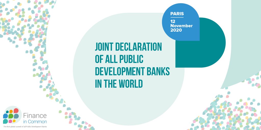 ✍️ Proud to sign the #JointDeclaration: "We, #PDBs of the world, gathered for the 1st time at the #FinanceinCommon2020 Summit, commit to support the transformation of the global #economy and #societies toward sustainable &amp; resilient #development" #Buildbackbetter