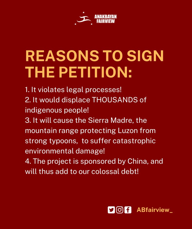 abnovaliches's tweet photo. 📢 SAVE SIERRA MADRE 📢

Signing wouldn't cost a minute. Sign the petition NOW!

https://t.co/GmLWxfxVTV

#NoToKaliwaDam
#SaveSierraMadre
#NoToDevelopmentAggression https://t.co/zSothCU5z0