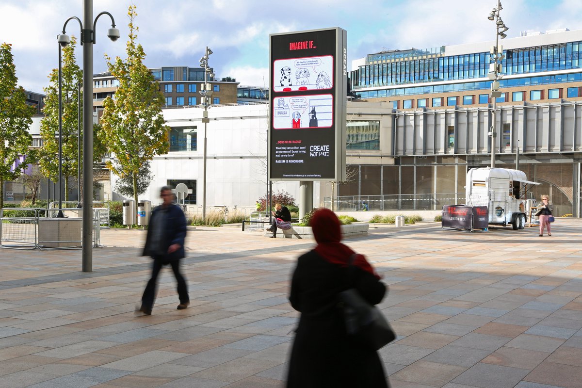 CreateNotHateUK's tweet image. Great to see the 'Racist Dogs' campaign by Finton (22) and Mariana (22) in these sites

Huge thanks to @Posterscope and @OceanOutdoorUK for providing these spaces pro bono and to @TotalMediaUK 

#createnothate #racistdogs #creativework #advertising #marketing #ooh #antiracism