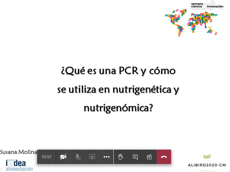 alibird2020's tweet photo. #DiálogosALIBIRD2020CM turno de Susana Molina, responsable del #GenyalLAB en @ImdeaAlimenta nos presenta qué es una #PCR y cómo se utiliza en #nutrigenética y #nutrigenómica @alibird2020 @ComunidadMadrid #SemanaCienciaInnovacion2020
👉Servicios aquí: https://t.co/pG3qc75d0w https://t.co/XtOe2zh6QJ