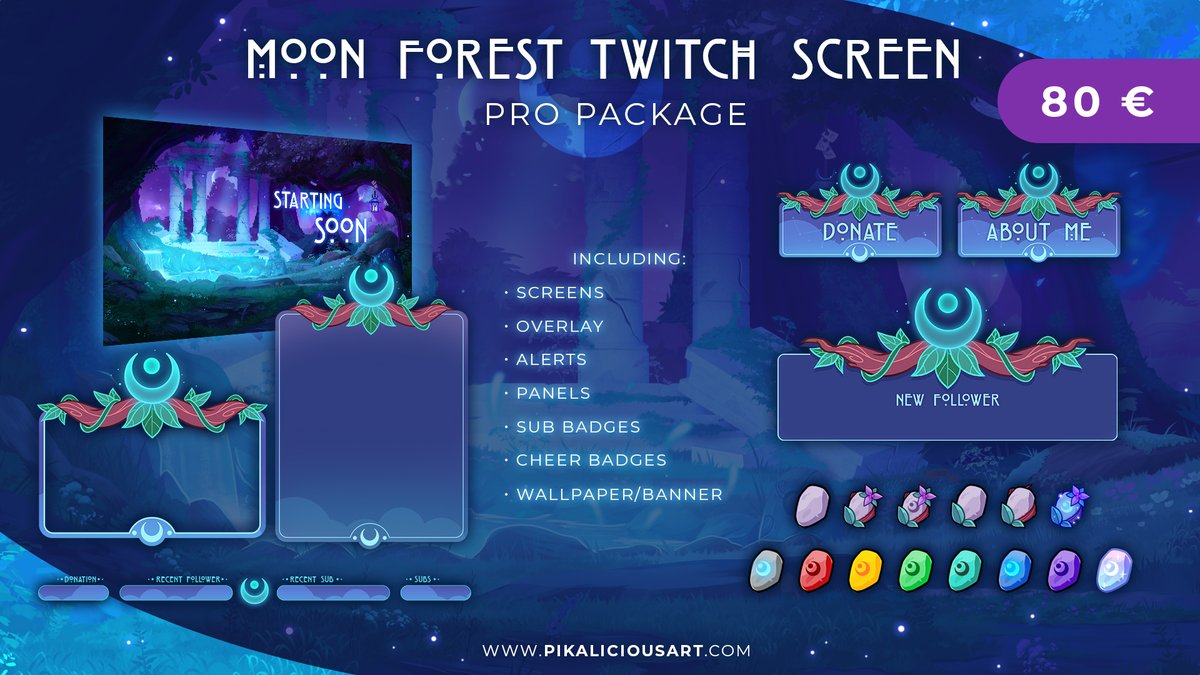 pikaliciousart's tweet image. 🌙Moon Forest Twitch Design Packages🌙

I am put so many hours in this Design and I am so happy how it turned out😍
Different Packages are now up for Sale on Gumroad!
-&amp;gt;gumroad.com/pika4ever

Your Feedback, RTs, Shares and Likes are really appreciated💜