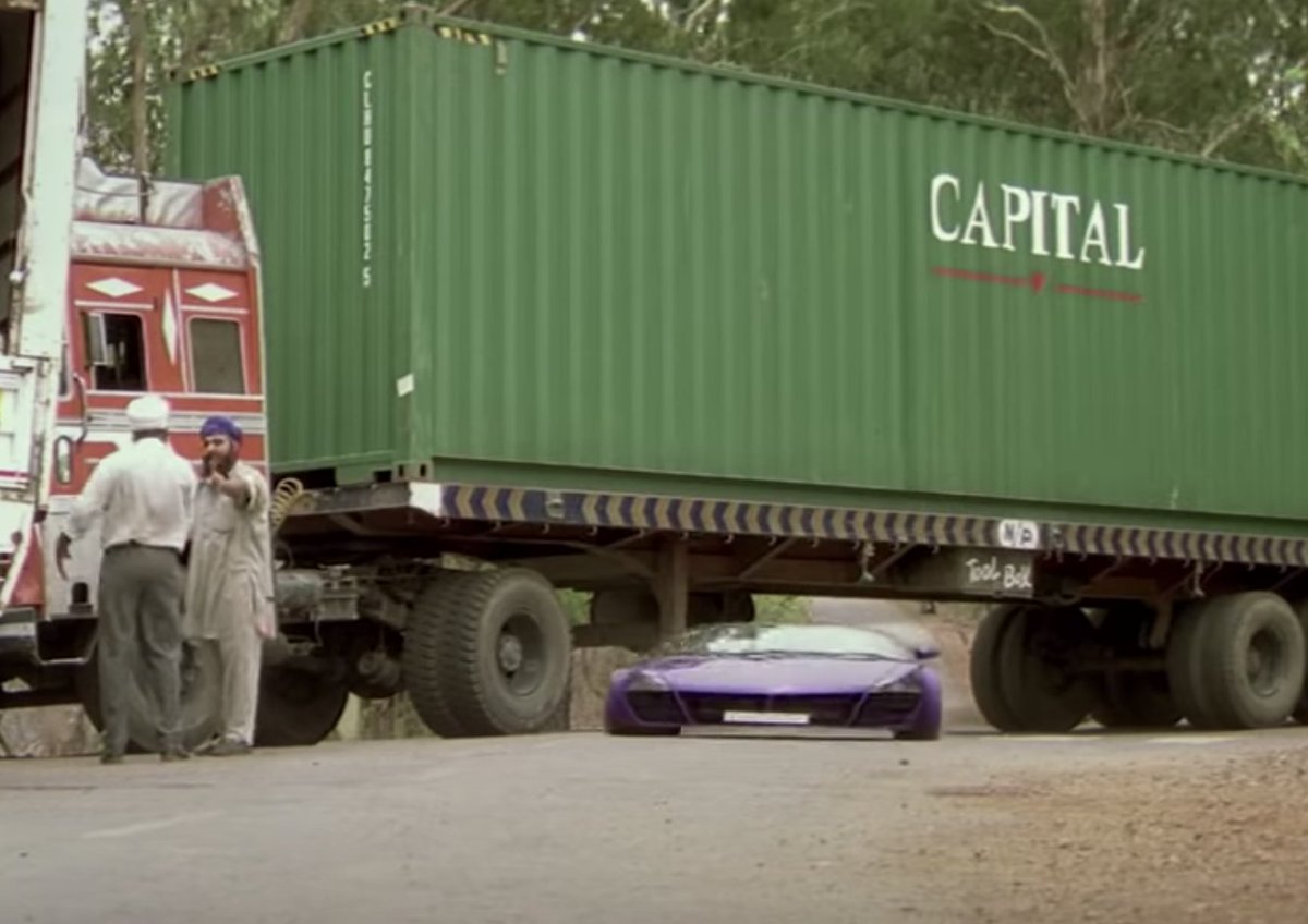 Adjustable suspension. Taarzan could flatten itself and go under a truck.