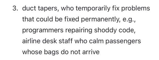 Probably the most egregious inclusion is “duct tapers”.