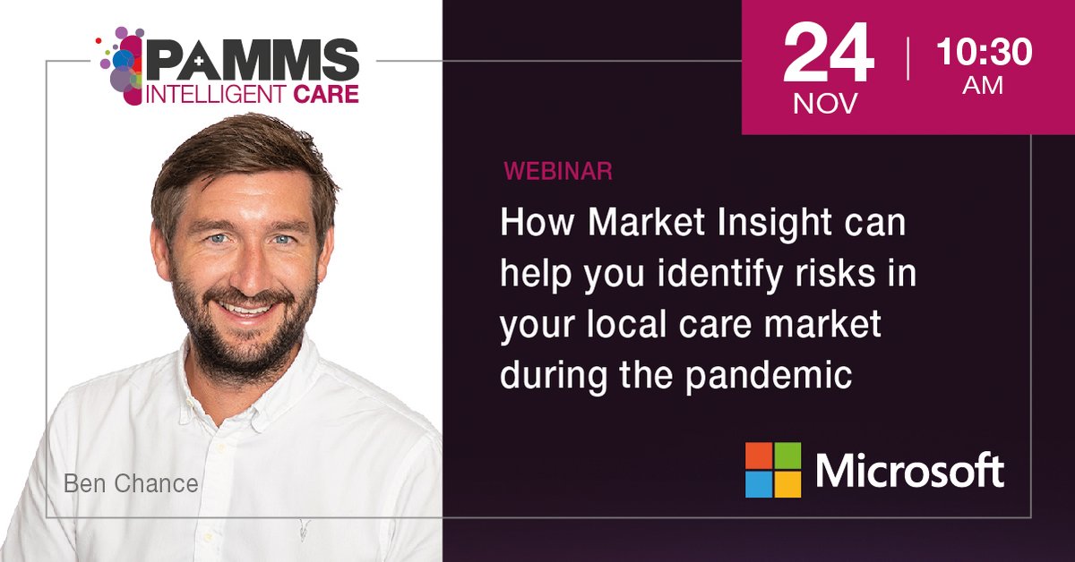 MariaBo52318956's tweet photo. My colleague Ben Chance will be holding his next webinar in association with @MicrosoftUK. Join our team and discover how Market Insight can help you identify risks in your local care market during the pandemic. #Covid19UK @Azure #socialcare #healthtech 

https://t.co/uvsLZm3a6l https://t.co/zOsJMPWXi2