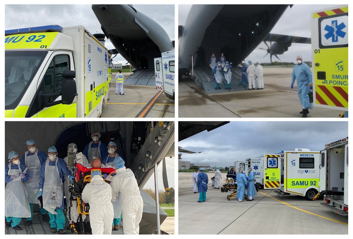 Merci à nos équipes du #SAMU92 – SMUR Raymond-Poincaré mobilisées dans la prise en charge de patients #COVID19 à l’aéroport de Villacoublay pour un transfert vers les hôpitaux de l’<a href="/APHP/">Assistance Publique – Hôpitaux de Paris (AP-HP)</a>