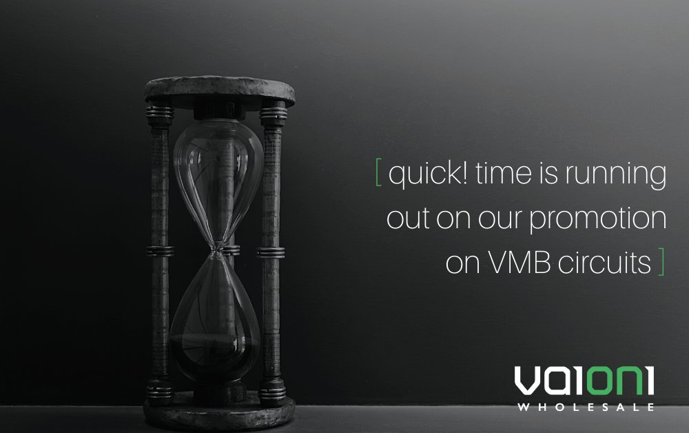 Just five weeks to go on our promo for VMB circuits upto 1Gb - talk to your Account Manager for details and quotes for qualifying orders bit.ly/2SAOVqY