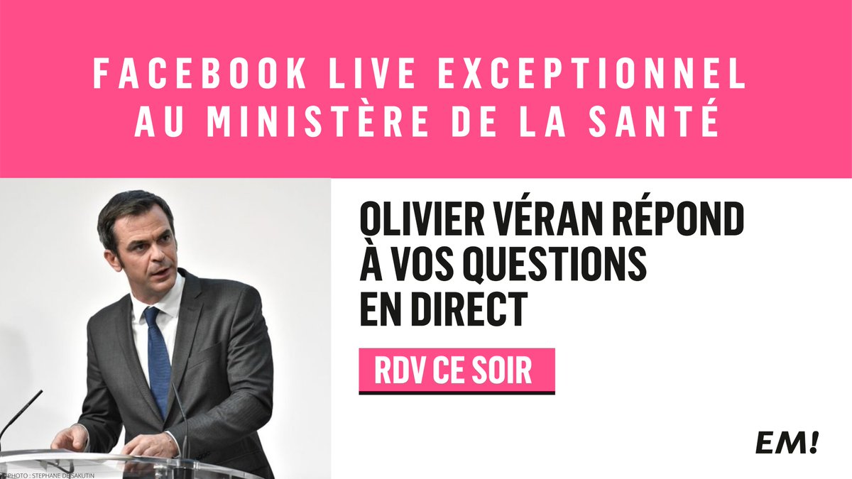 Renaissance's tweet photo. #COVID19 : @olivierveran répond à vos questions.

🗣 Posez vos questions sous ce tweet au Ministre des Solidarités et de la Santé.

🔴 Découvrez ses réponses, ce soir, en direct et en exclusivité sur notre page Facebook !

#LiveLaREM https://t.co/qIDPUnt4py