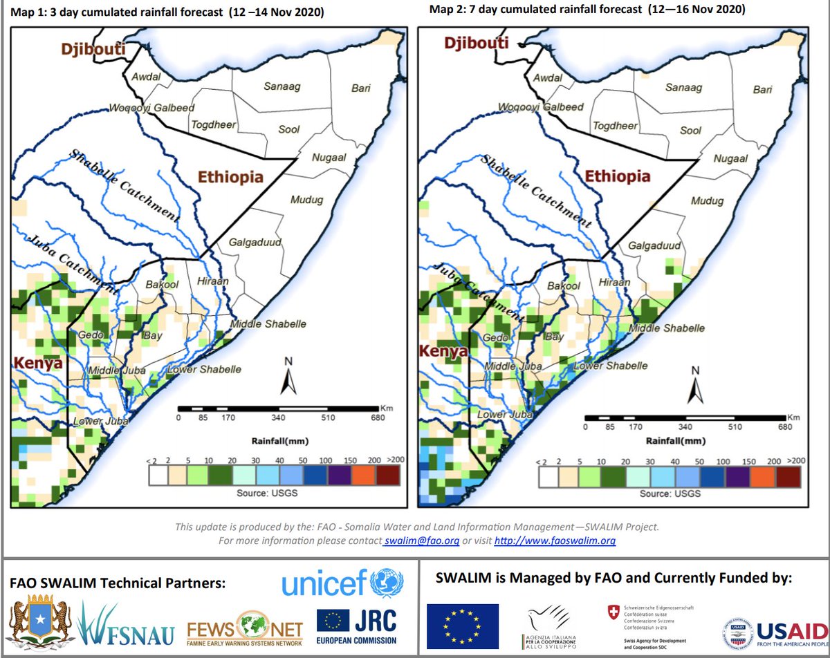 🆕#Somalia Rainfall Forecast by @FAOSWALIM ⚠️Significant decline of rainfall to continue – meaning: Concern of moisture deficits in southern rainfed agricultural areas Decrease in river levels Drought conditions foreseen if the trend continues READ👉🏿faoswalim.org/resources/site…