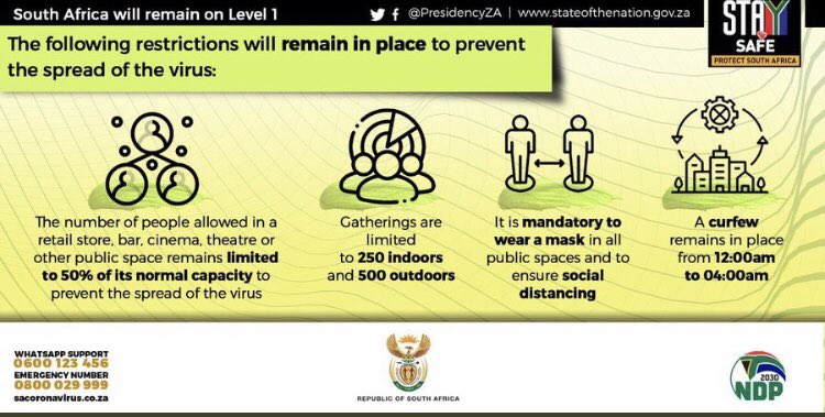 NAB_SouthAfrica's tweet photo. South Africans are urged to continue following protocols and taking safety precautions to combat the Corona Virus.
#MasksAreStillMandatory
#MaintainPhysicalDistancing
#StaySafeAndProtected https://t.co/T9ZORz9jV1